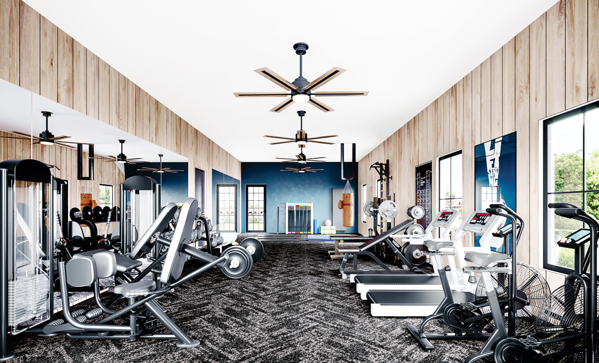 Fitness Center rendering inside the Clubhouse